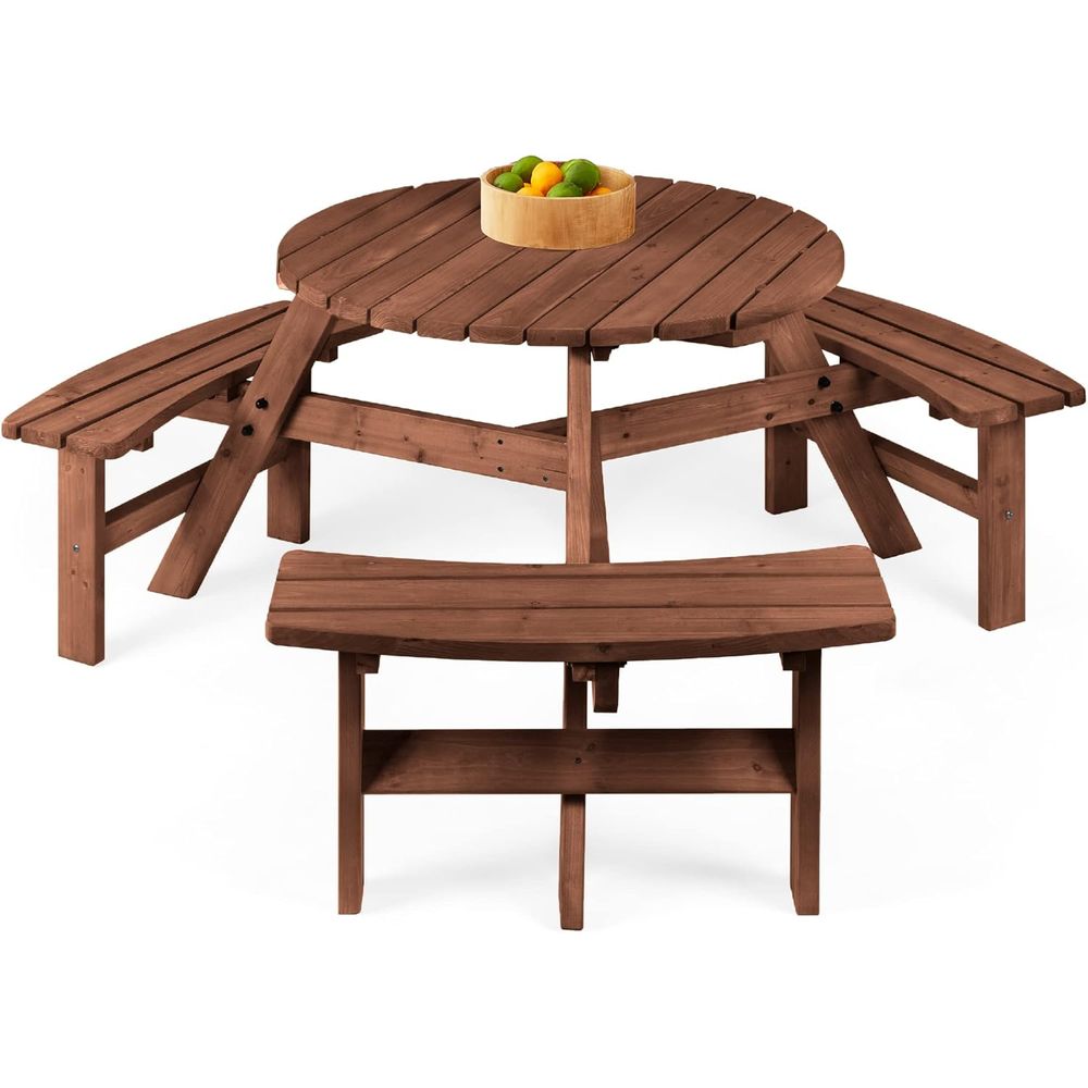 Outdoor Furniture Diy - 6-Person Circular Outdoor Wooden Picnic Table