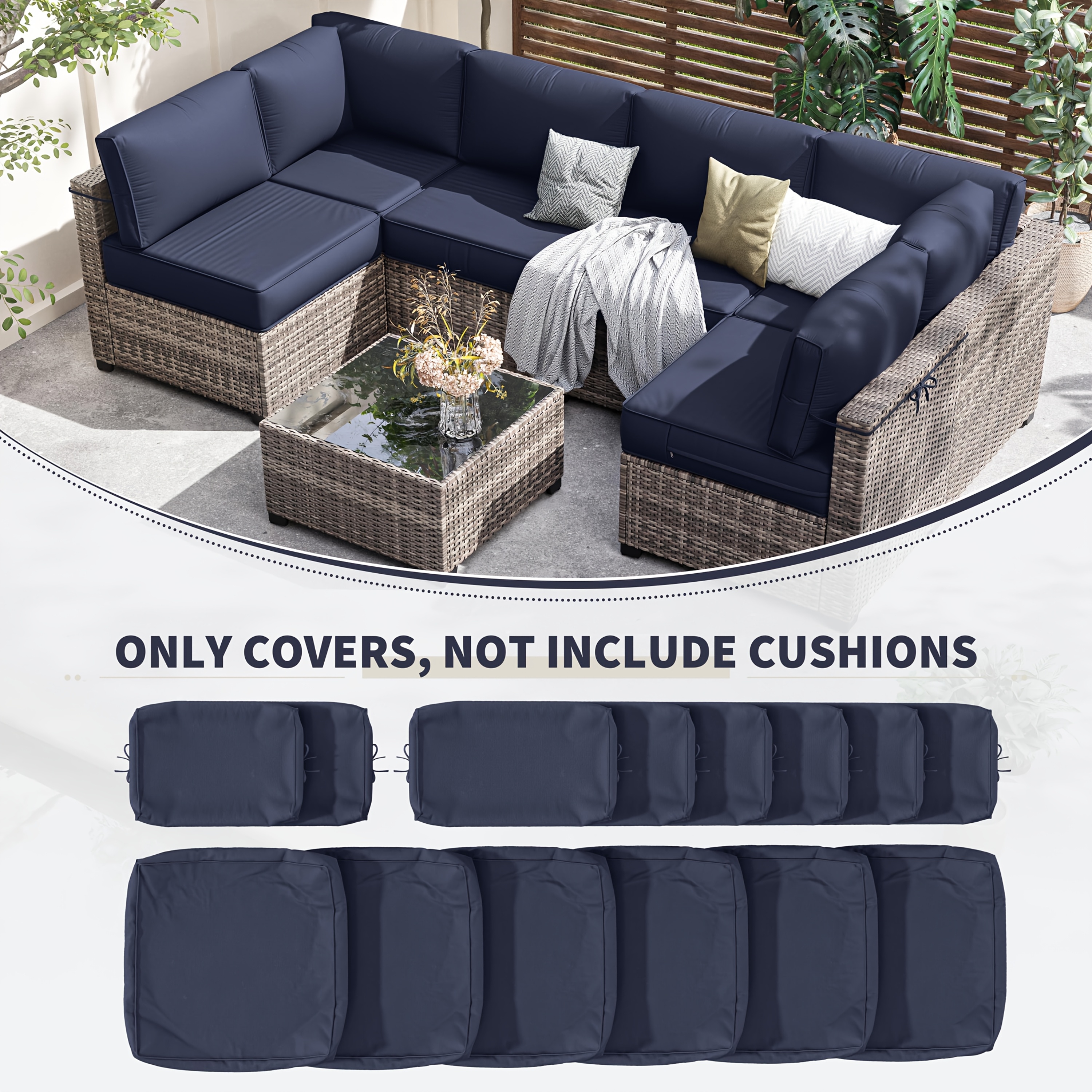 Outdoor Furniture Easy To Clean - 14pcs Outdoor Cushion Covers - Replacement