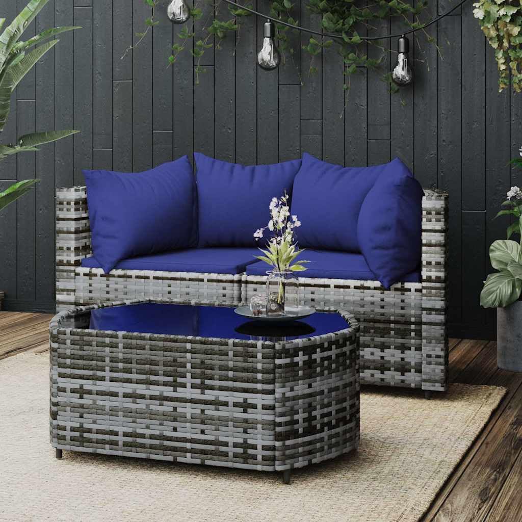 3pc Grey Modular PE Rattan Pat – Outdoor Furniture Easy To Clean Bewertung und Preis